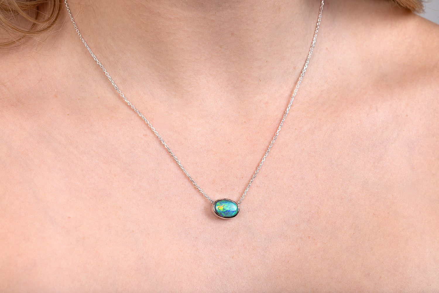 Australian 2.72ct Dark Opal Sterling Silver Johanna Necklace