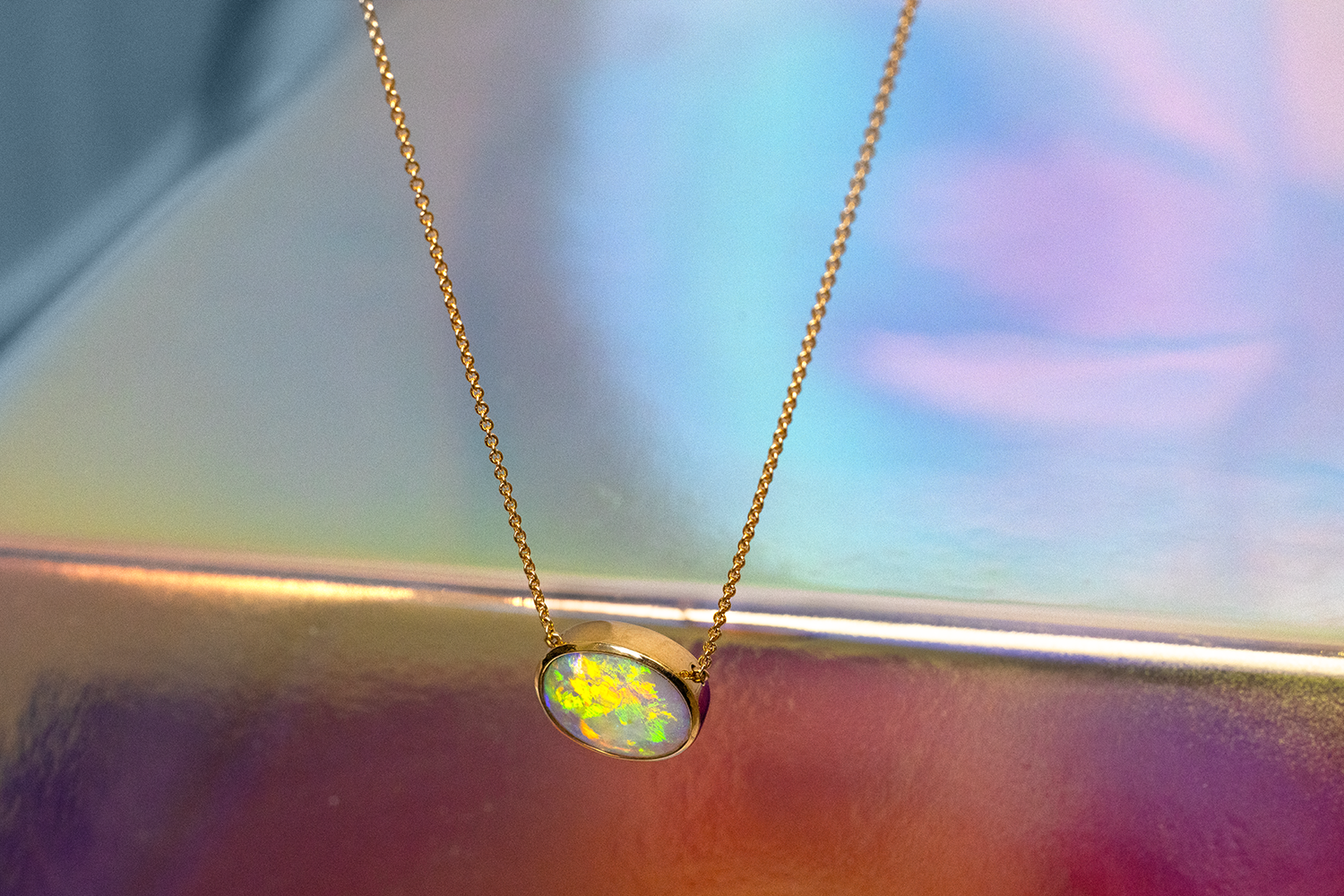 Johanna Necklace Gold with 2.23ct Crystal Opal