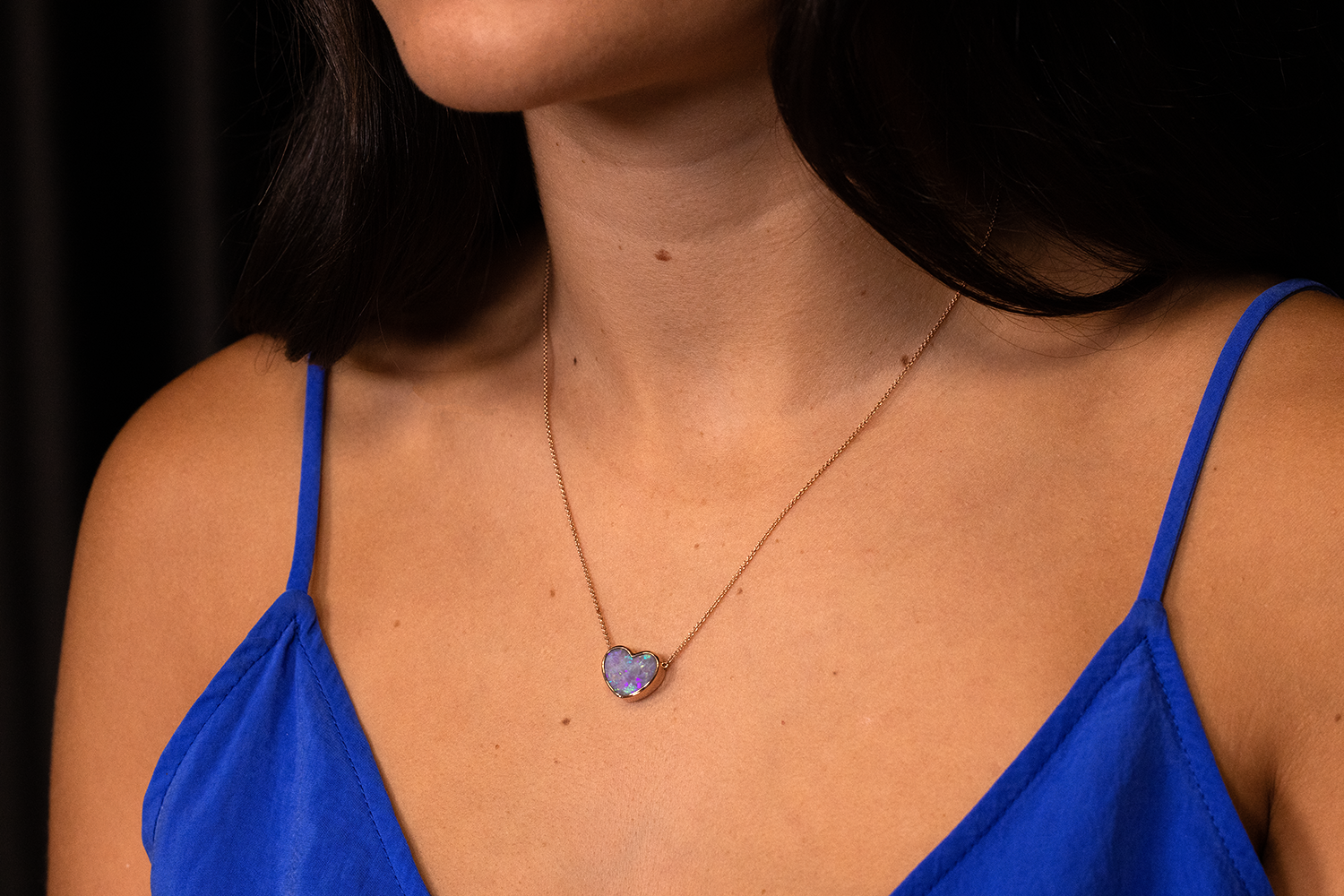 Johanna Necklace Rose Gold with 4.02ct Dark Opal