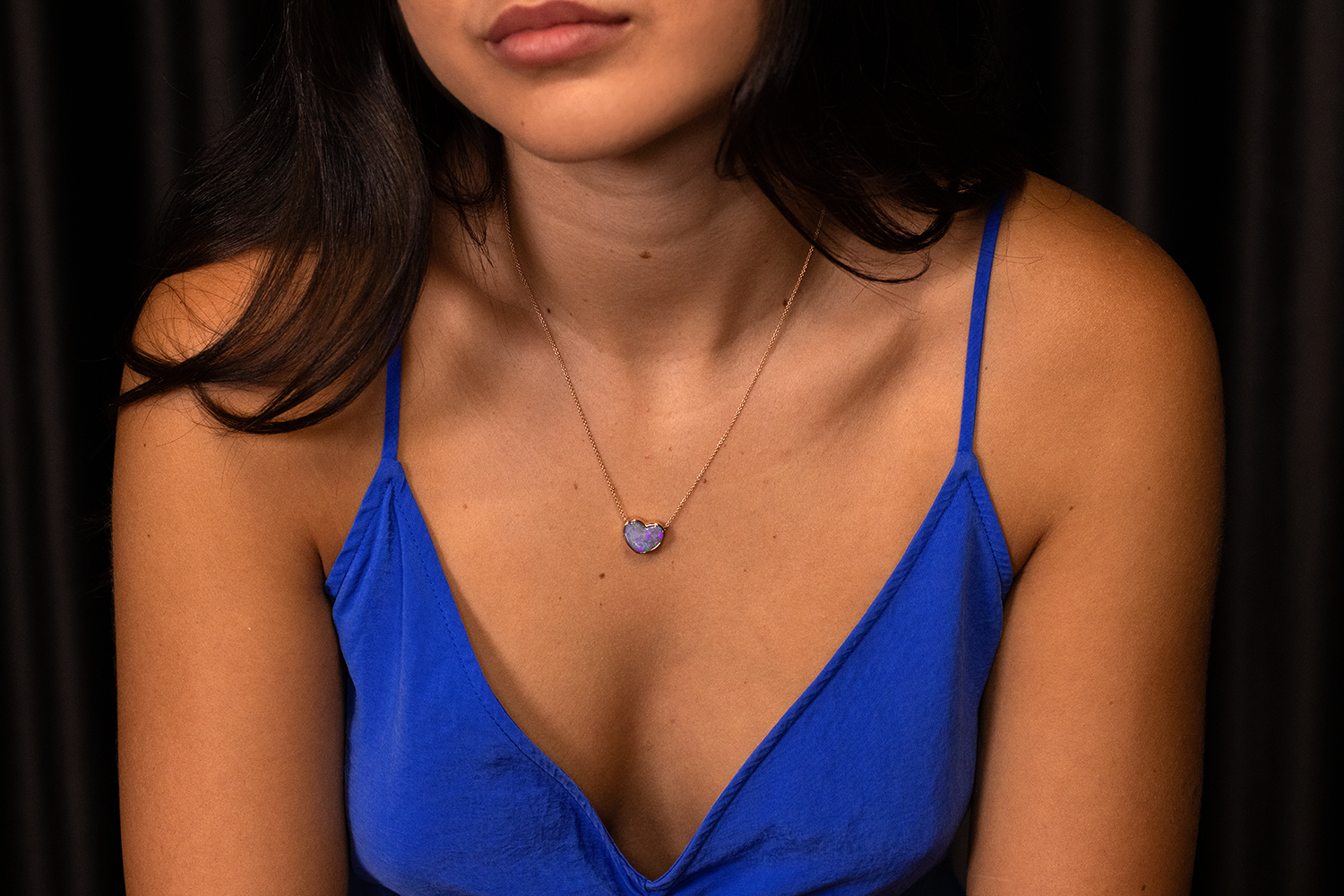 Johanna Necklace Rose Gold with 4.02ct Dark Opal