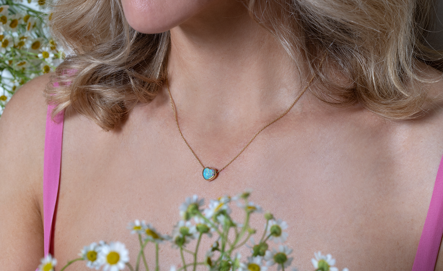 Johanna Necklace Gold with 2.13ct Crystal Opal