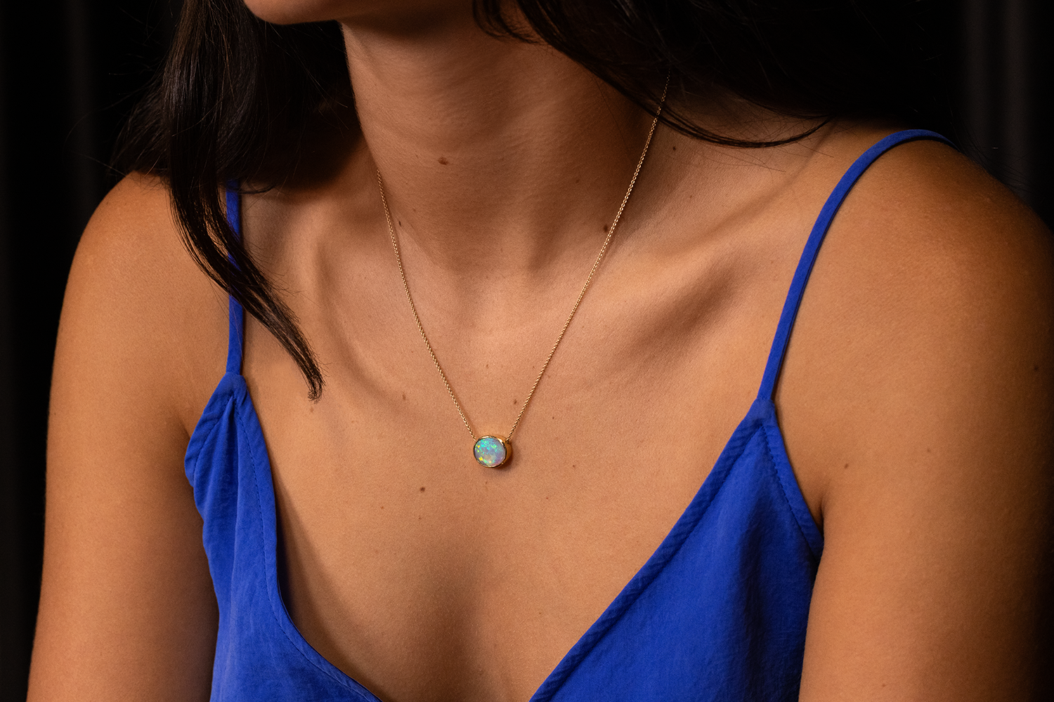 Johanna Necklace Gold with 2.23ct Crystal Opal