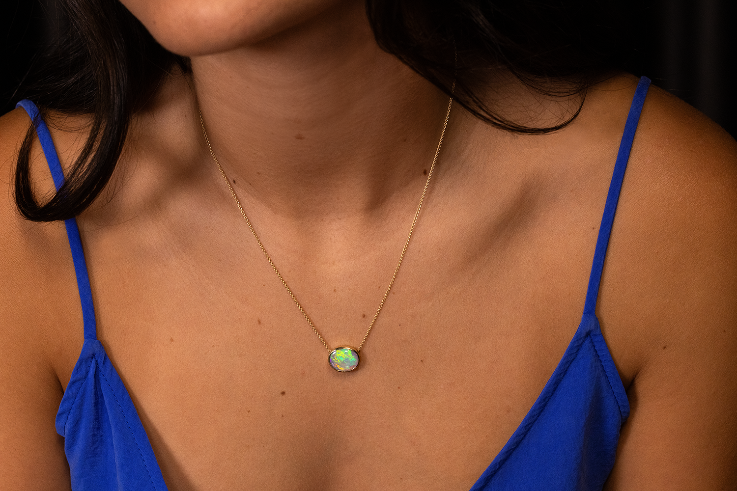 Johanna Necklace Gold with 2.23ct Crystal Opal