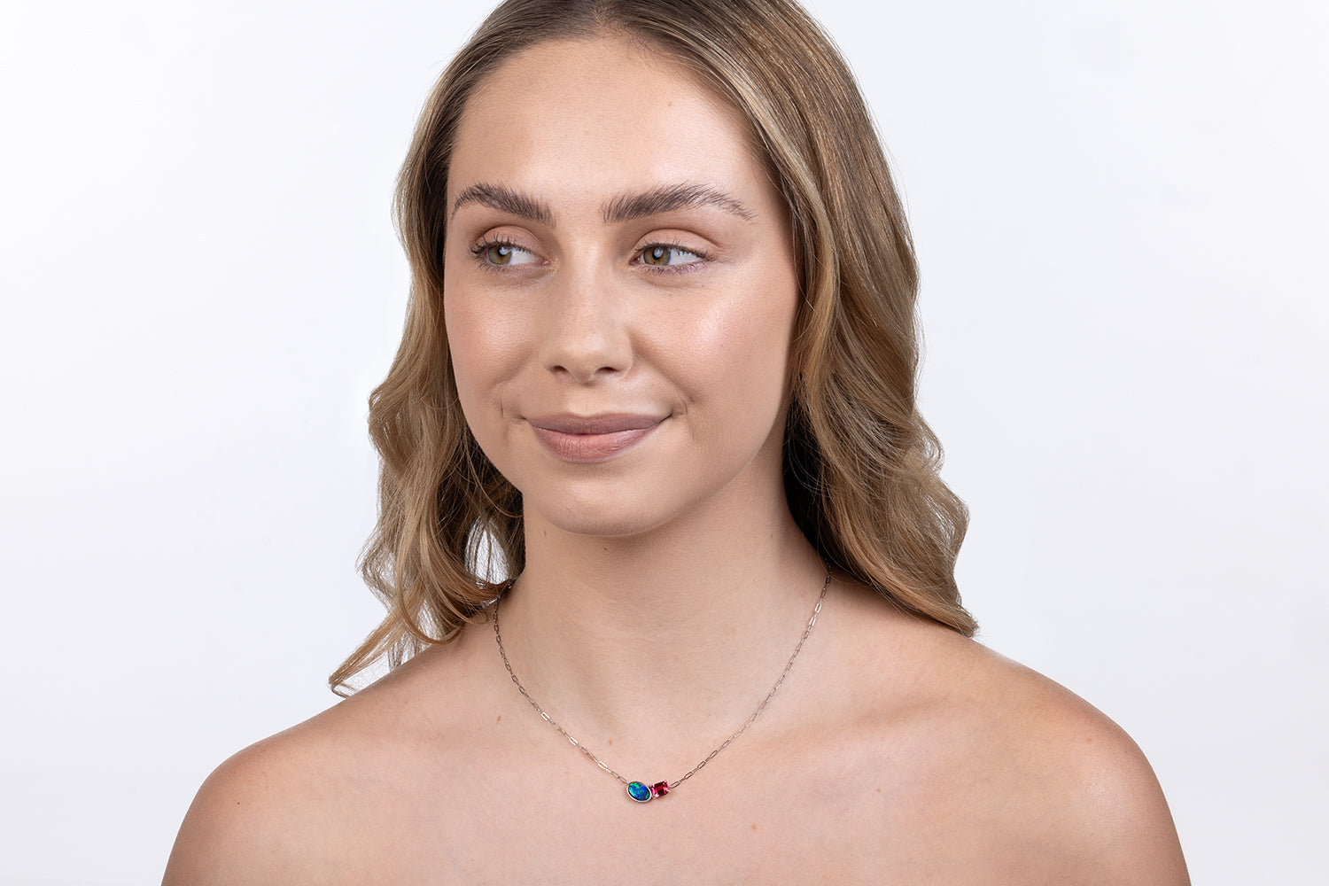 Spirit Platinum Necklace — black opal & tourmaline