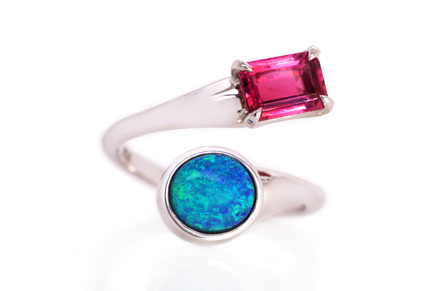 Spirit Platinum Ring — black opal & tourmaline