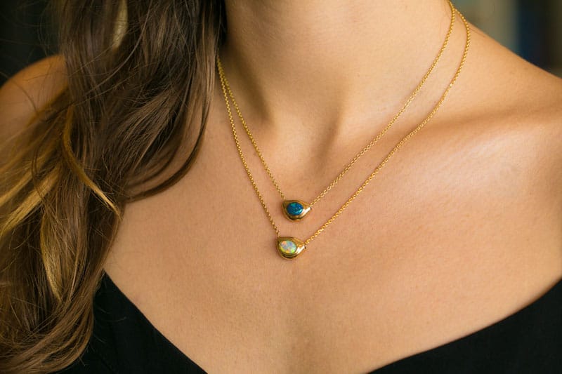 Pod 14kt Gold Slider with Crystal Opal