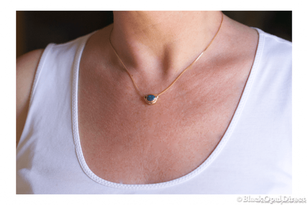 Gold Pod pendant with crystal opal (green)