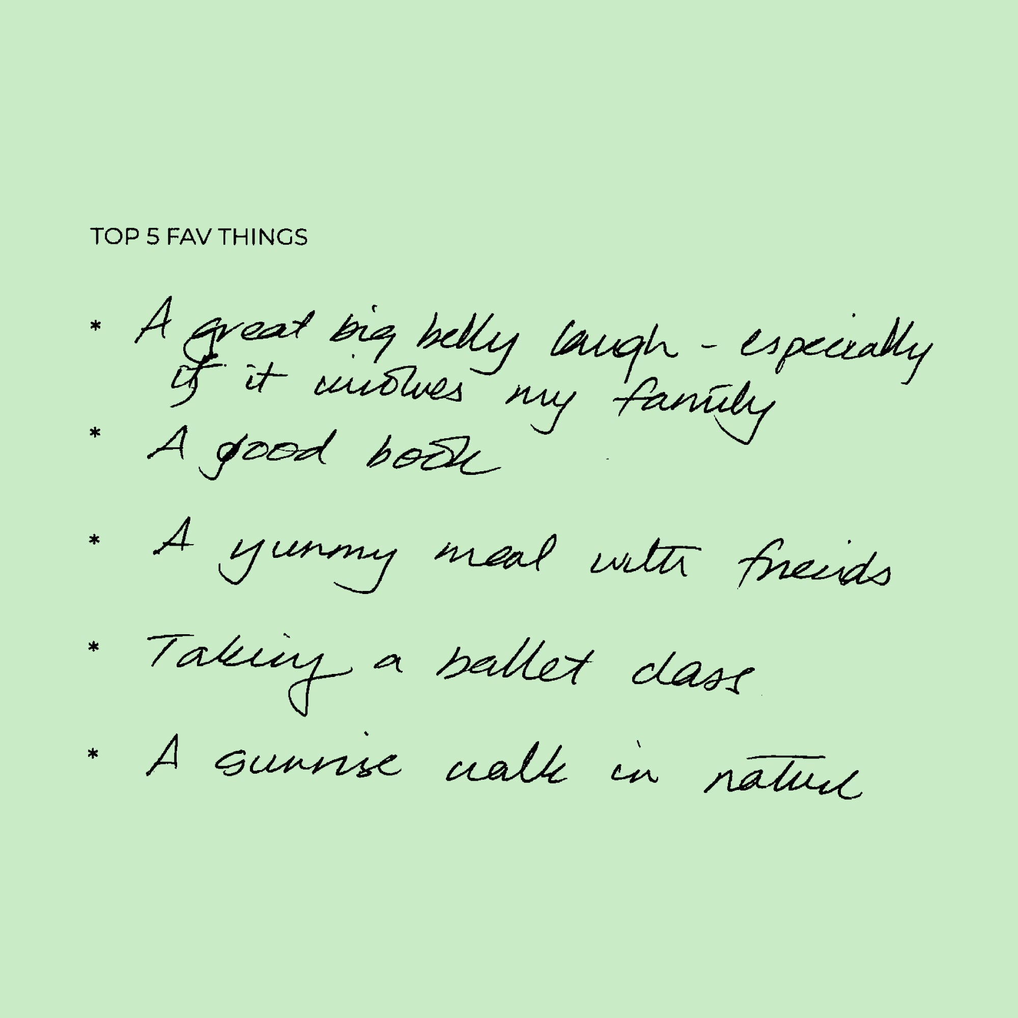 Ruth's Top 5 Favorite Things