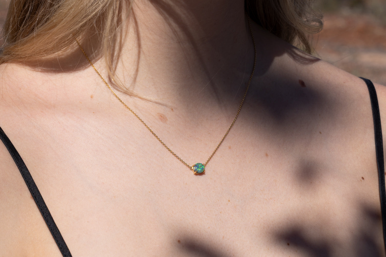 Ruthie — 18kt Yellow Gold 1.07 ct Dark Opal Necklace