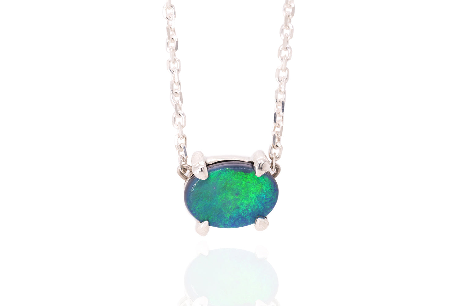 Ruthie — Sterling Silver 1.40 ct Black Opal Necklace