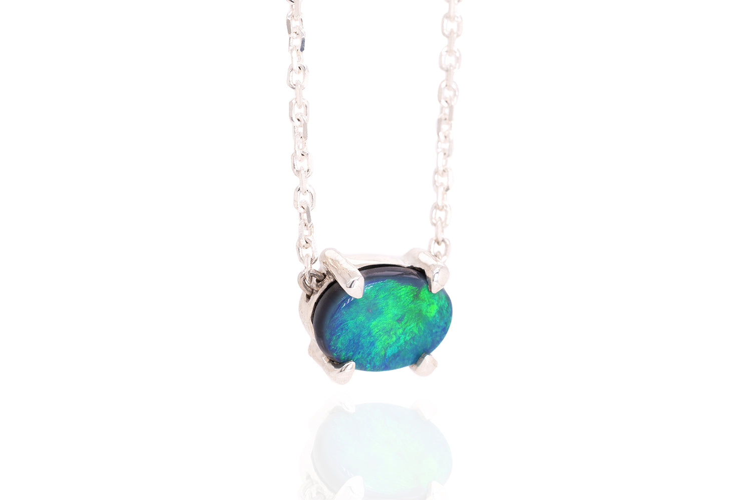 Ruthie — Sterling Silver 1.40 ct Black Opal Necklace