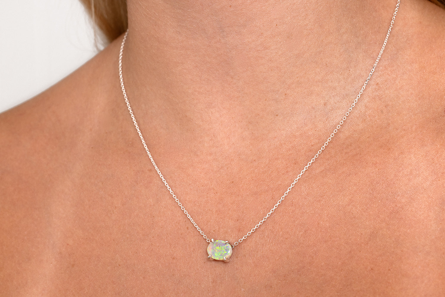 Ruthie — Sterling Silver 1.83 ct Crystal Opal Necklace