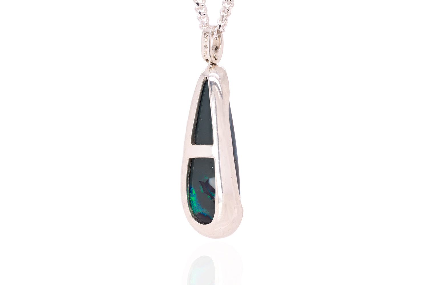 Custom Sterling Silver 24 ct Dark Opal Necklace