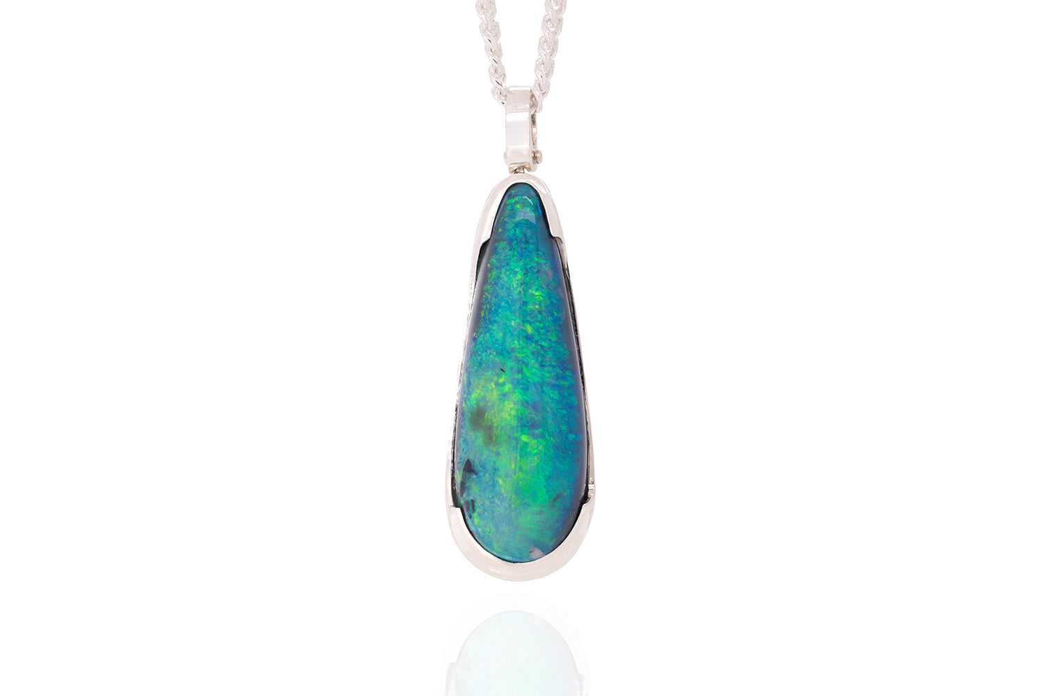 Custom Sterling Silver 24 ct Dark Opal Necklace