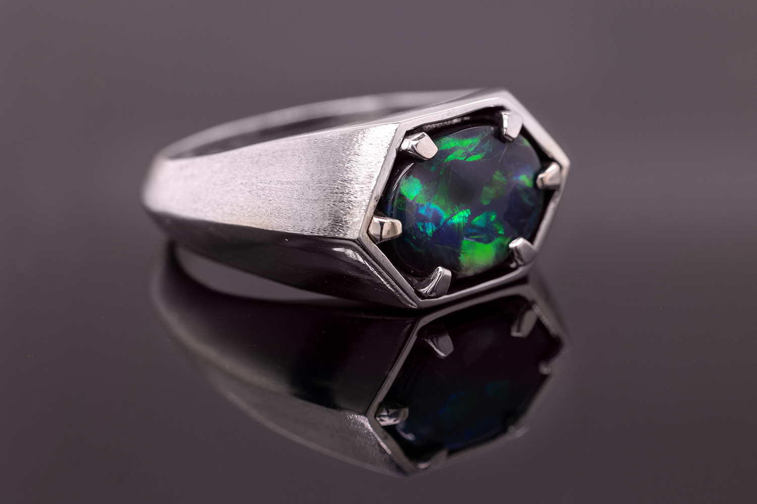 Saxon Ring Sterling Silver with 2.08ct Black Opal