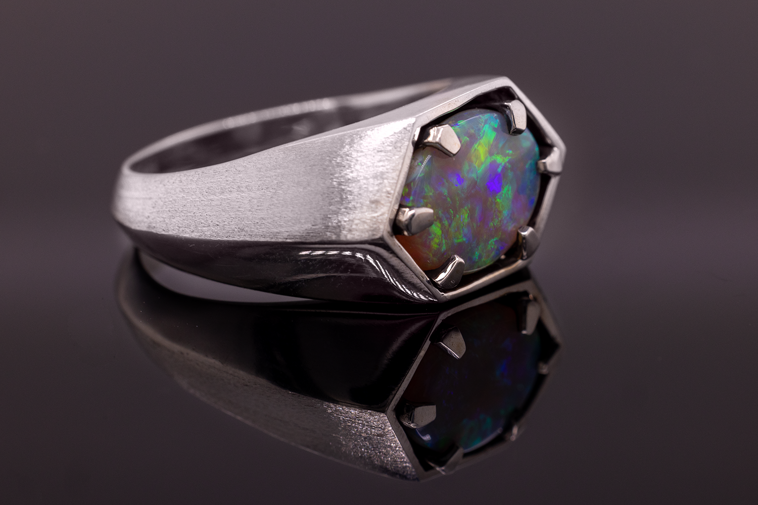 Saxon Ring Sterling Silver with 2.09ct crystal opal