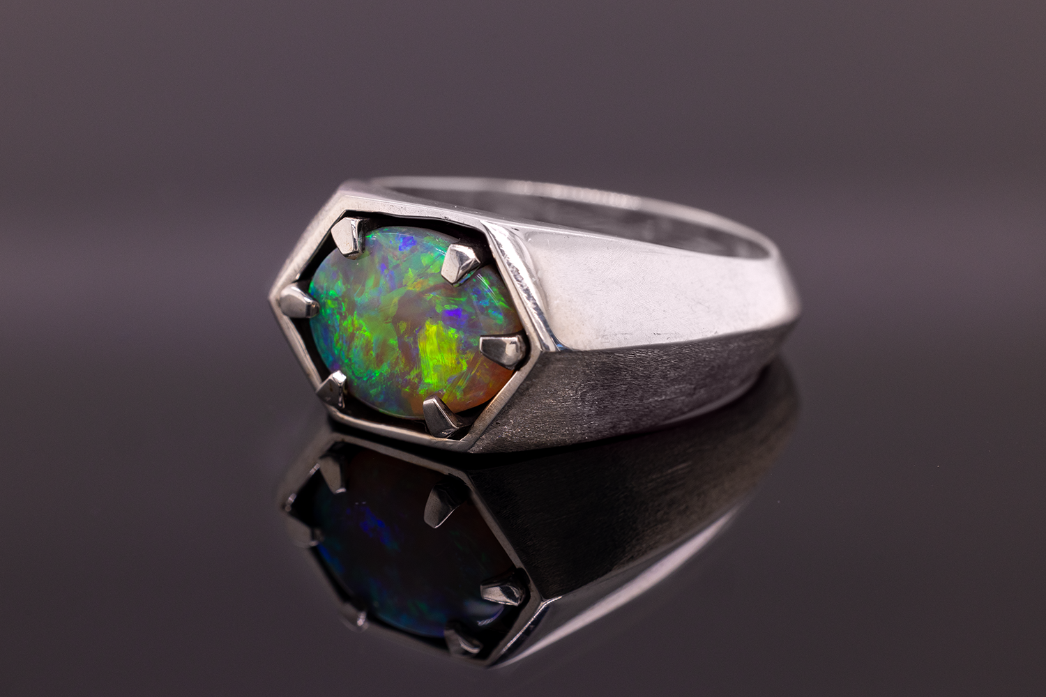 Saxon Ring Sterling Silver with 2.09ct crystal opal