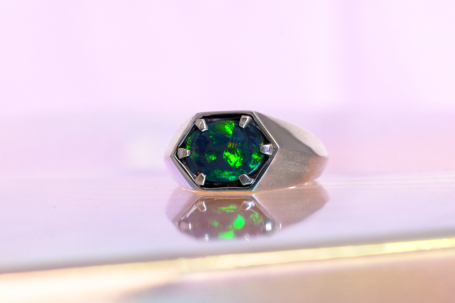 Saxon Ring Sterling Silver with 2.08ct Black Opal