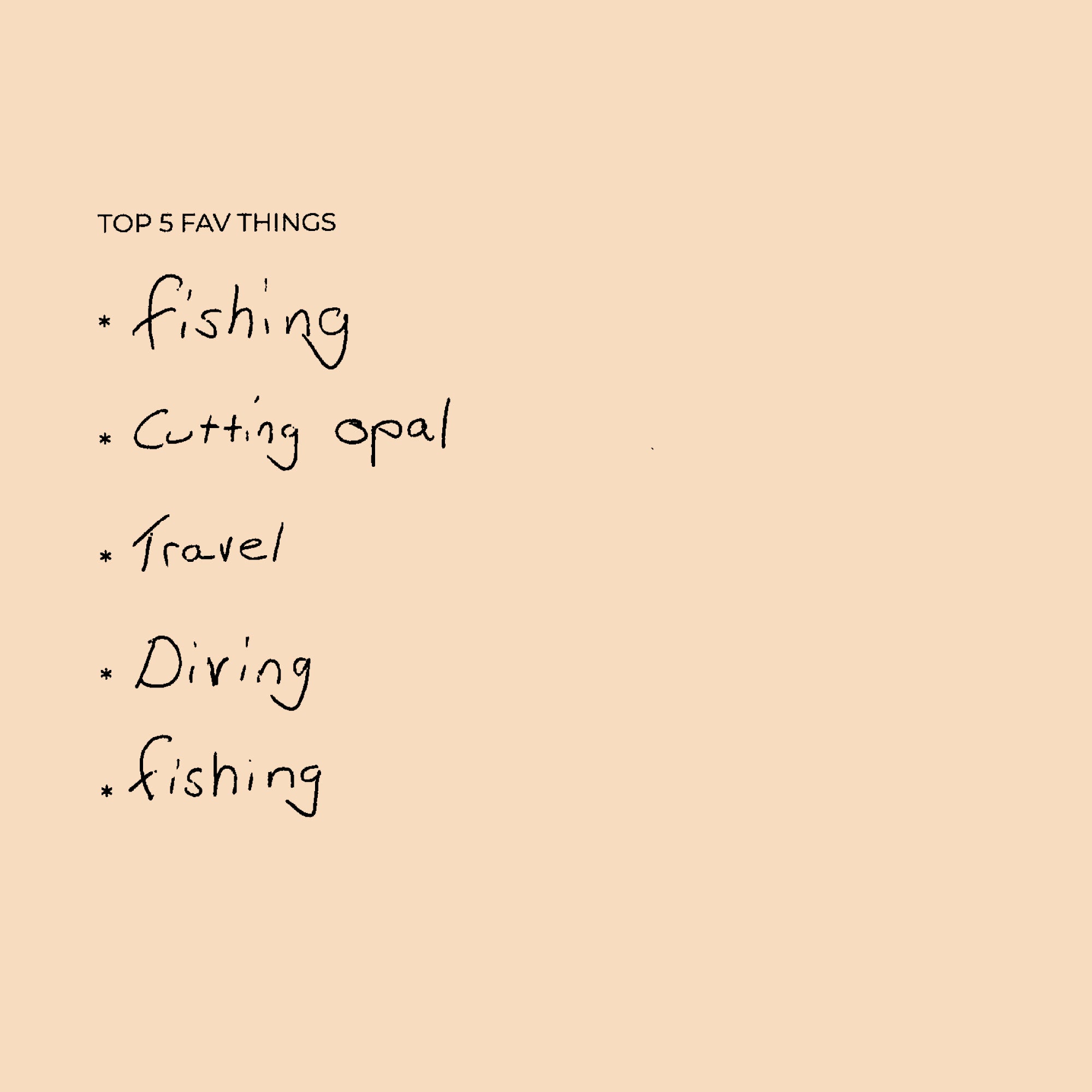 Saxon's Top 5 Favorite Things