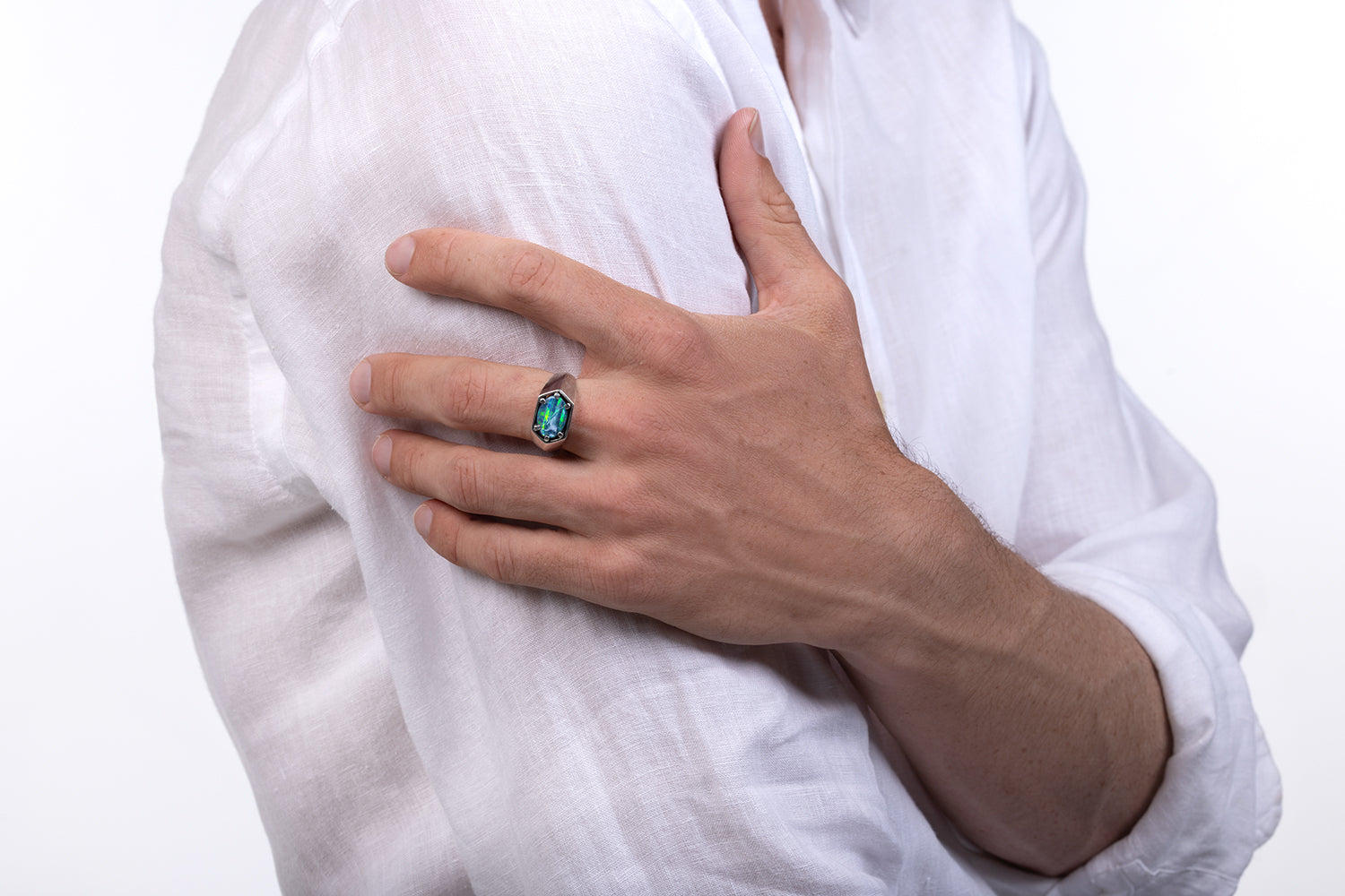 Saxon Ring Sterling Silver with 2.90ct Boulder Opal