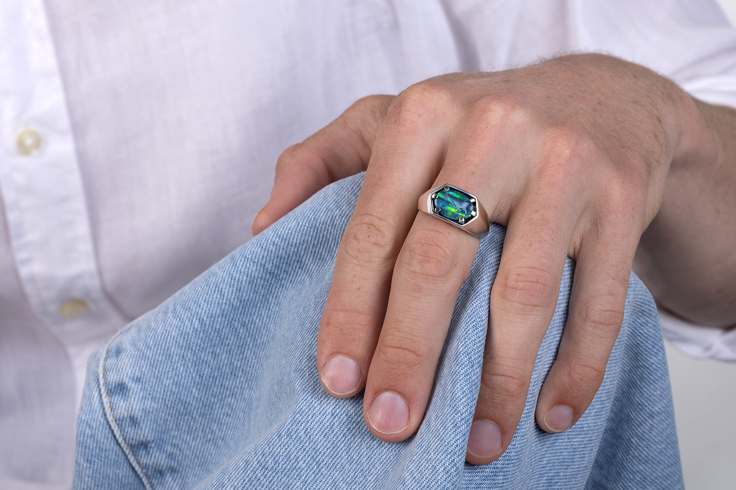 Saxon Ring Sterling Silver with 2.90ct Boulder Opal