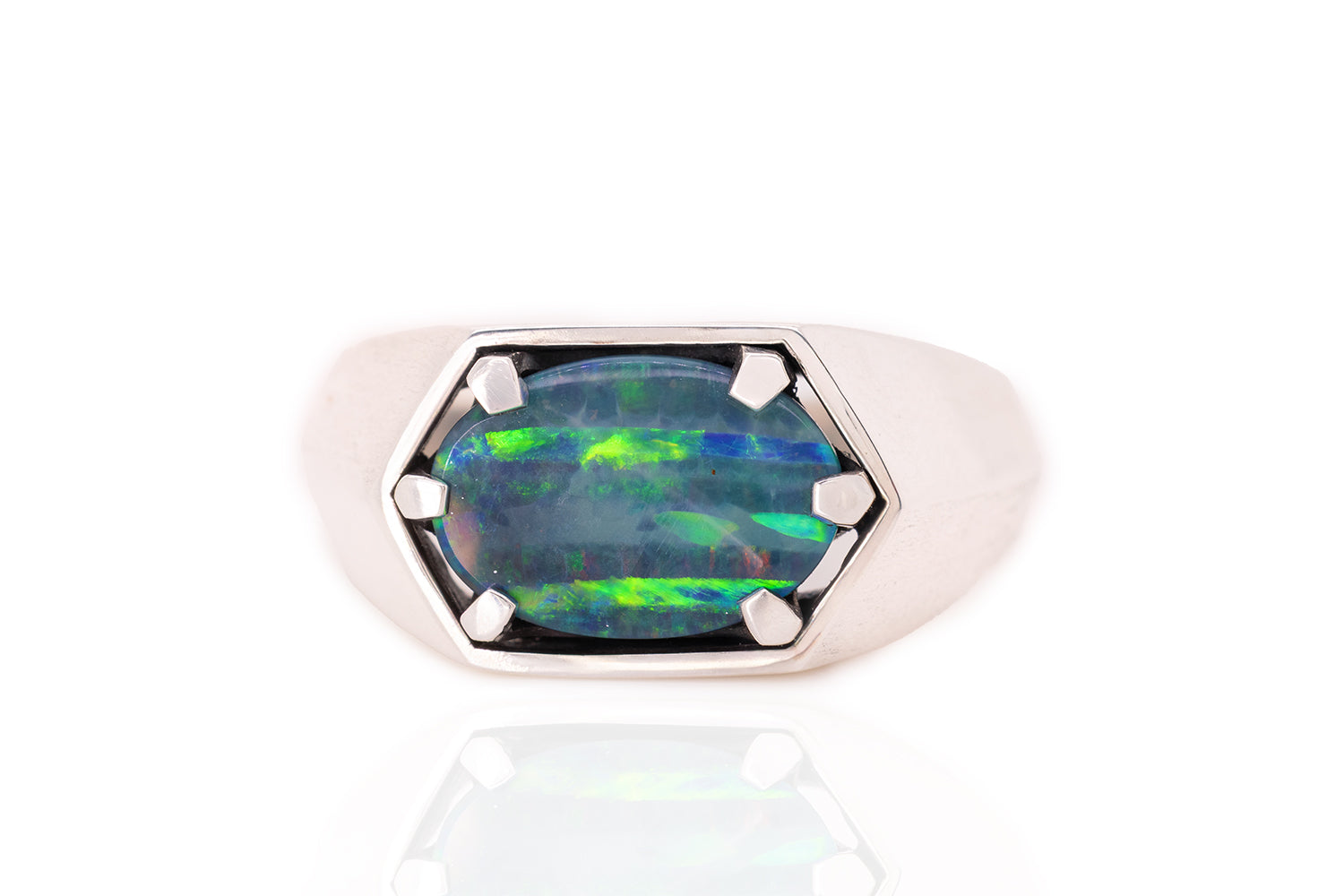 Saxon Ring Sterling Silver with 2.90ct Boulder Opal
