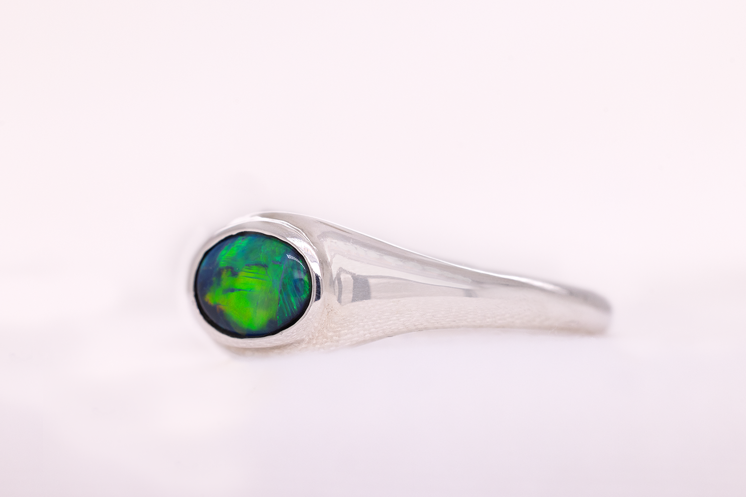Stephanie Ring Sterling Silver with 0.42 ct Black Opal