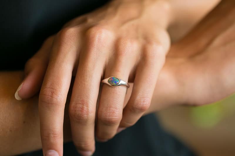 Stephanie Sterling Silver Ring with 0.71ct Dark Opal