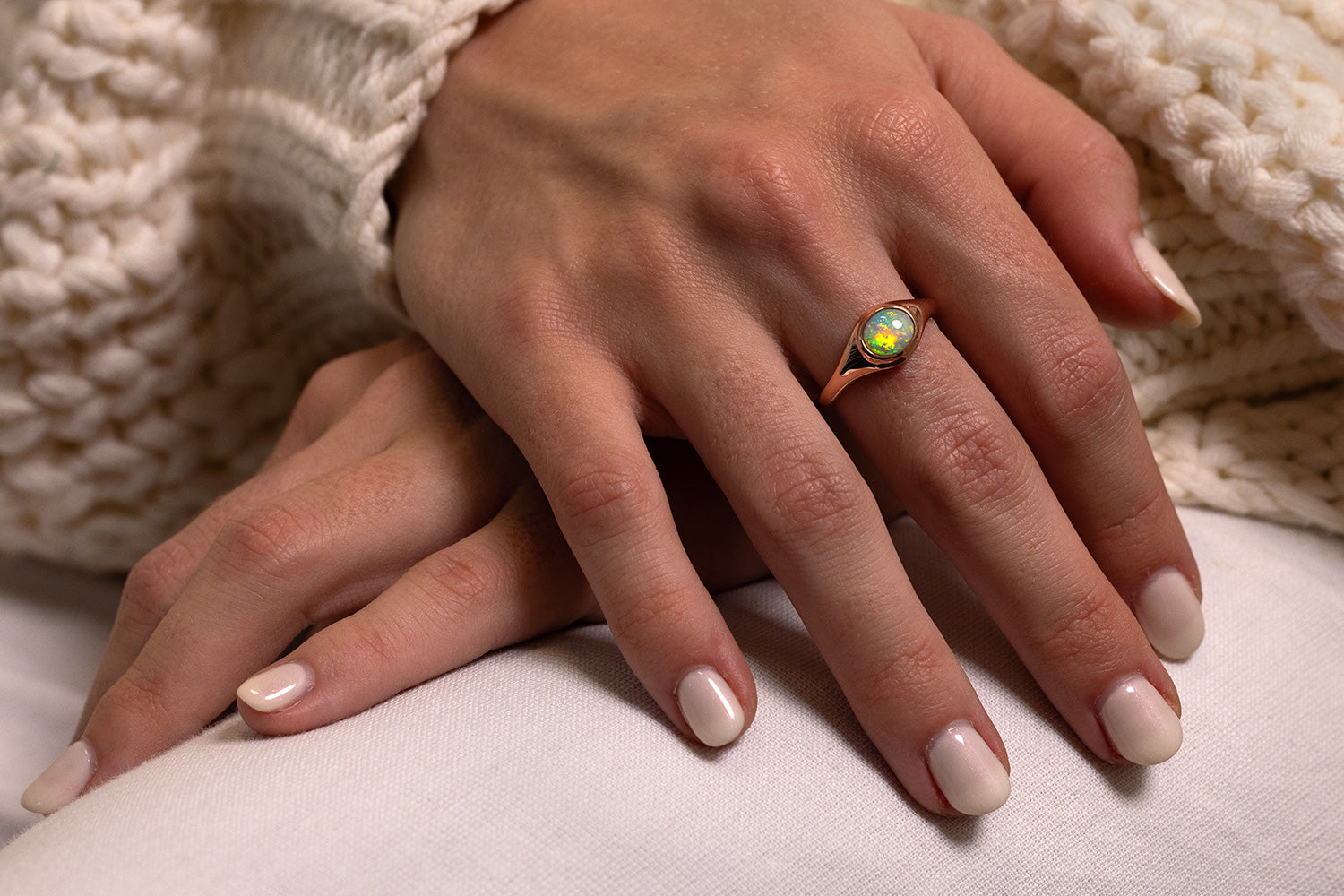 Australian 0.65ct Crystal Opal 18kt Rose Gold Stephanie Ring