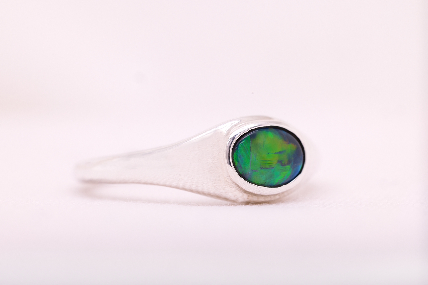 Stephanie Ring Sterling Silver with 0.42 ct Black Opal