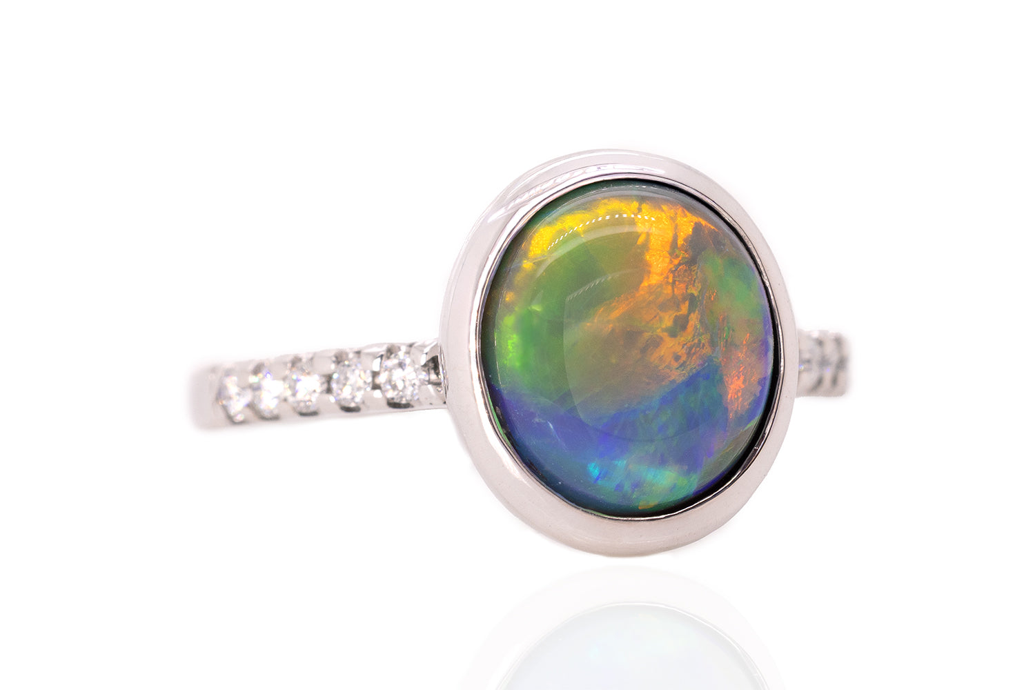 Tatiana Diamond Ring White Gold with 3.01ct Dark Opal