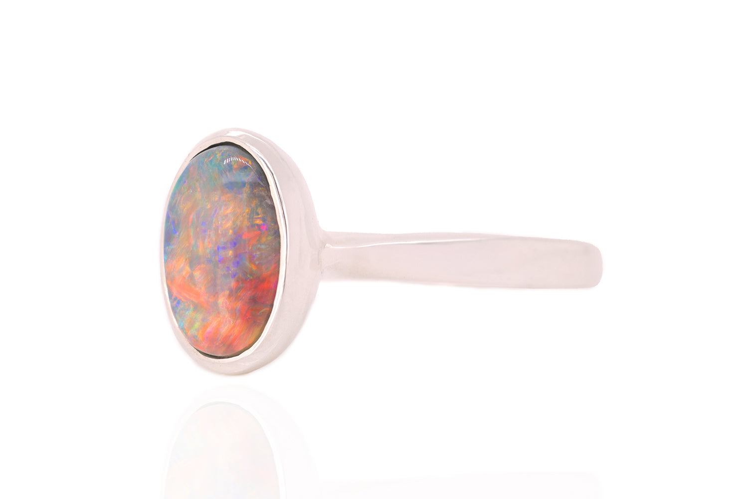 Tatiana Ring Sterling Silver with 1.41ct Dark Opal