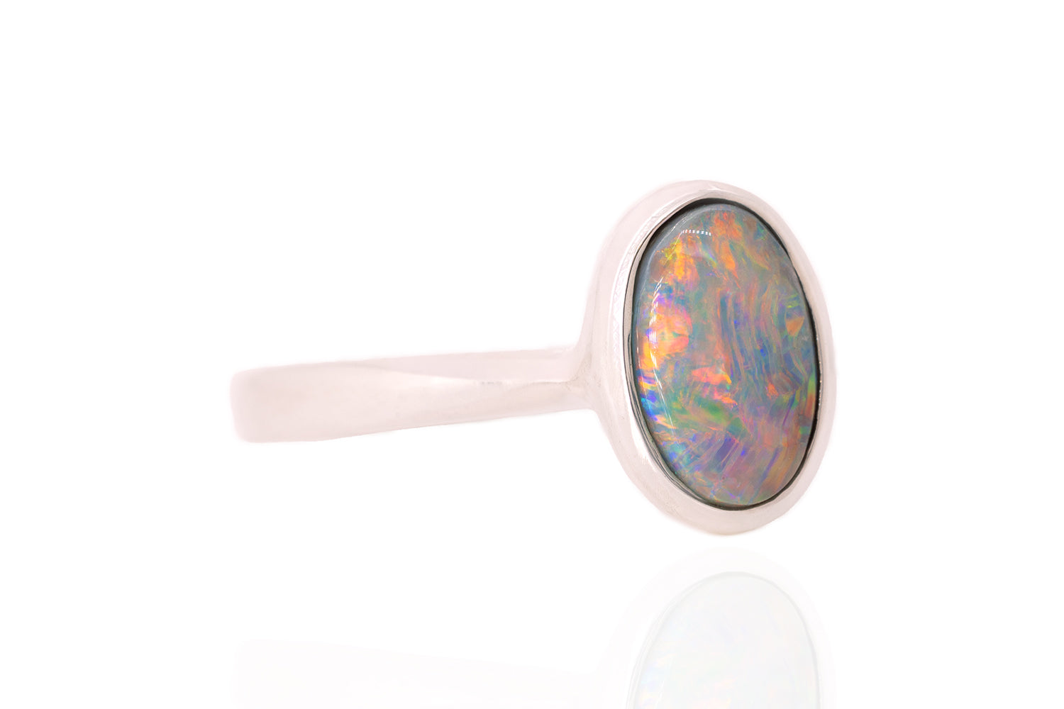 Tatiana Ring Sterling Silver with 1.41ct Dark Opal