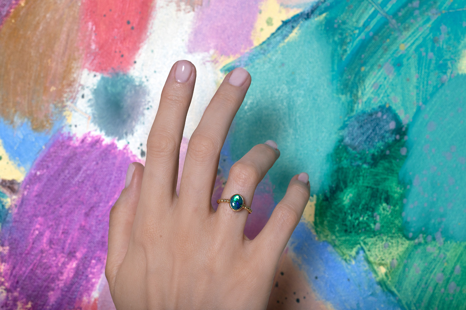 Australian 1.23ct Black Opal 18kt Yellow Gold Tatiana Ring