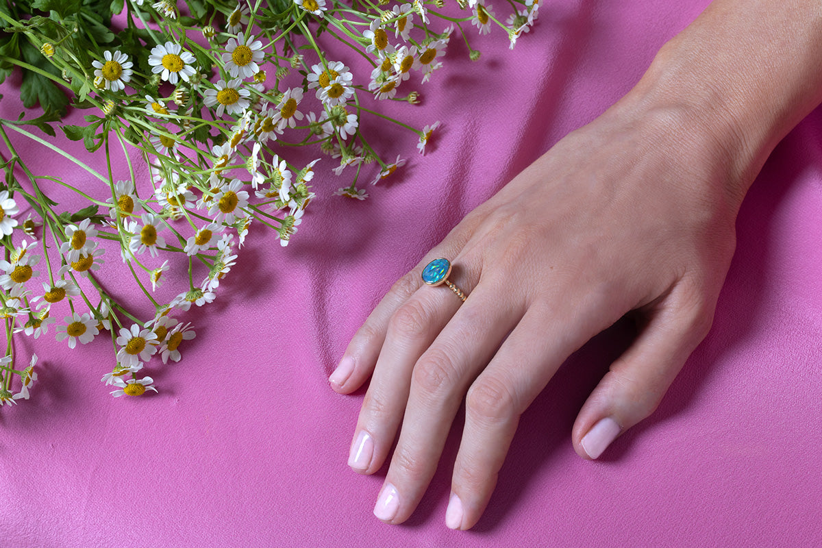 Australian 2.47ct Dark Opal 18kt Yellow Gold Tatiana Ring