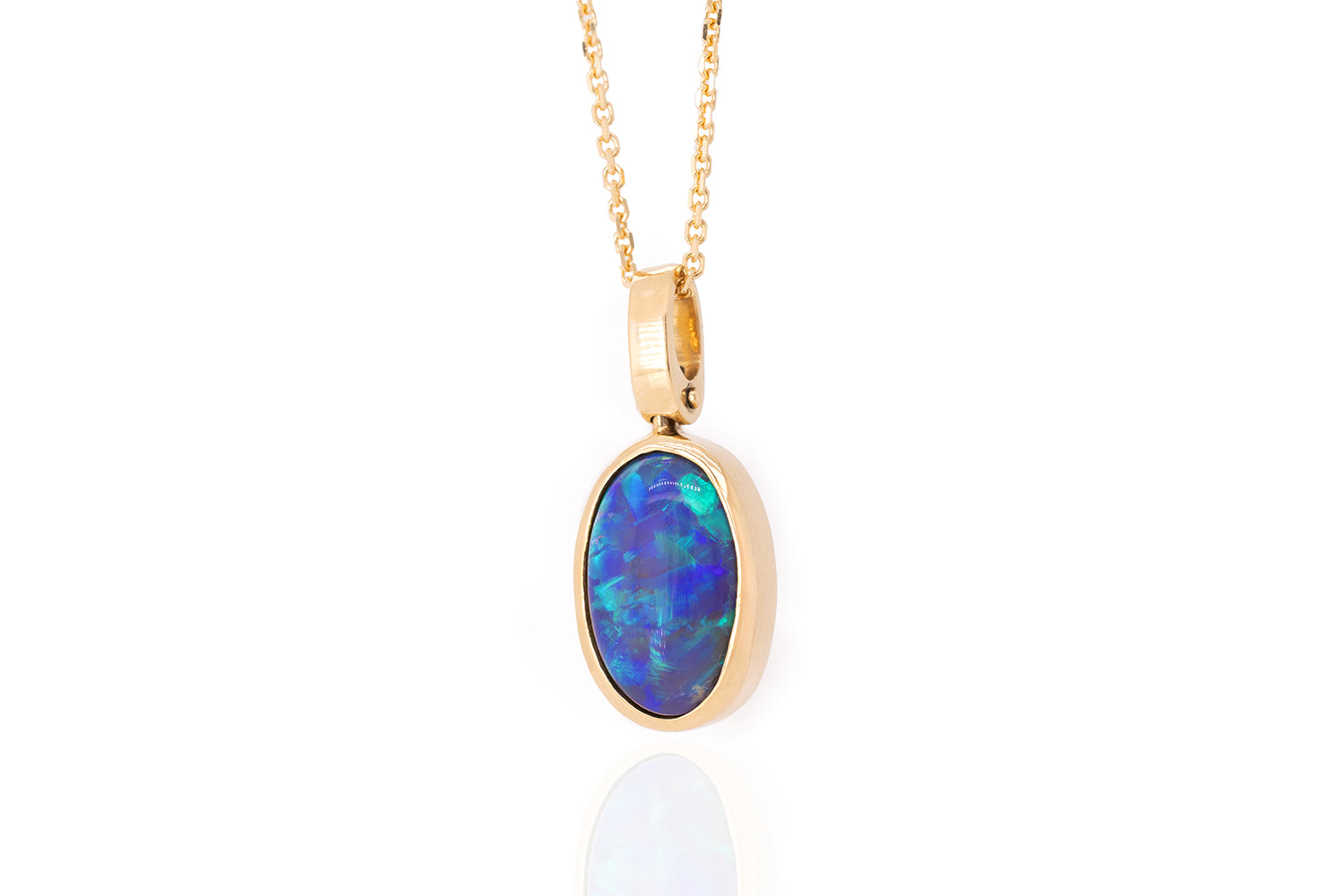 Australian 3.97ct Black Opal 18kt Yellow Gold Tatiana Pendant