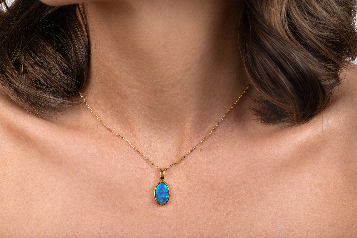 Tatiana Pendant Gold with 3.97ct Black Opal