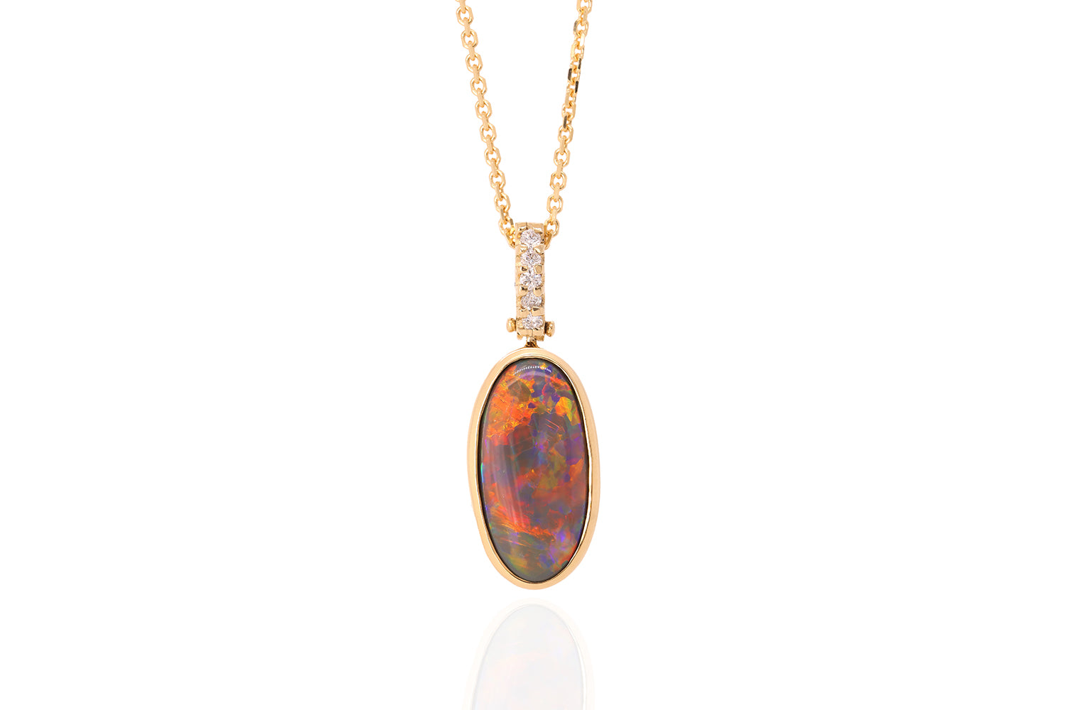 Tatiana Diamond Pendant Gold with 3.66ct Black Opal