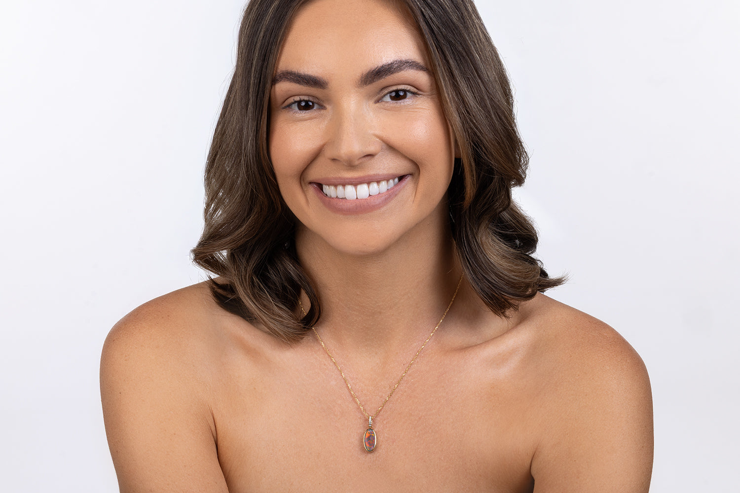 Tatiana Diamond Pendant Gold with 3.66ct Black Opal