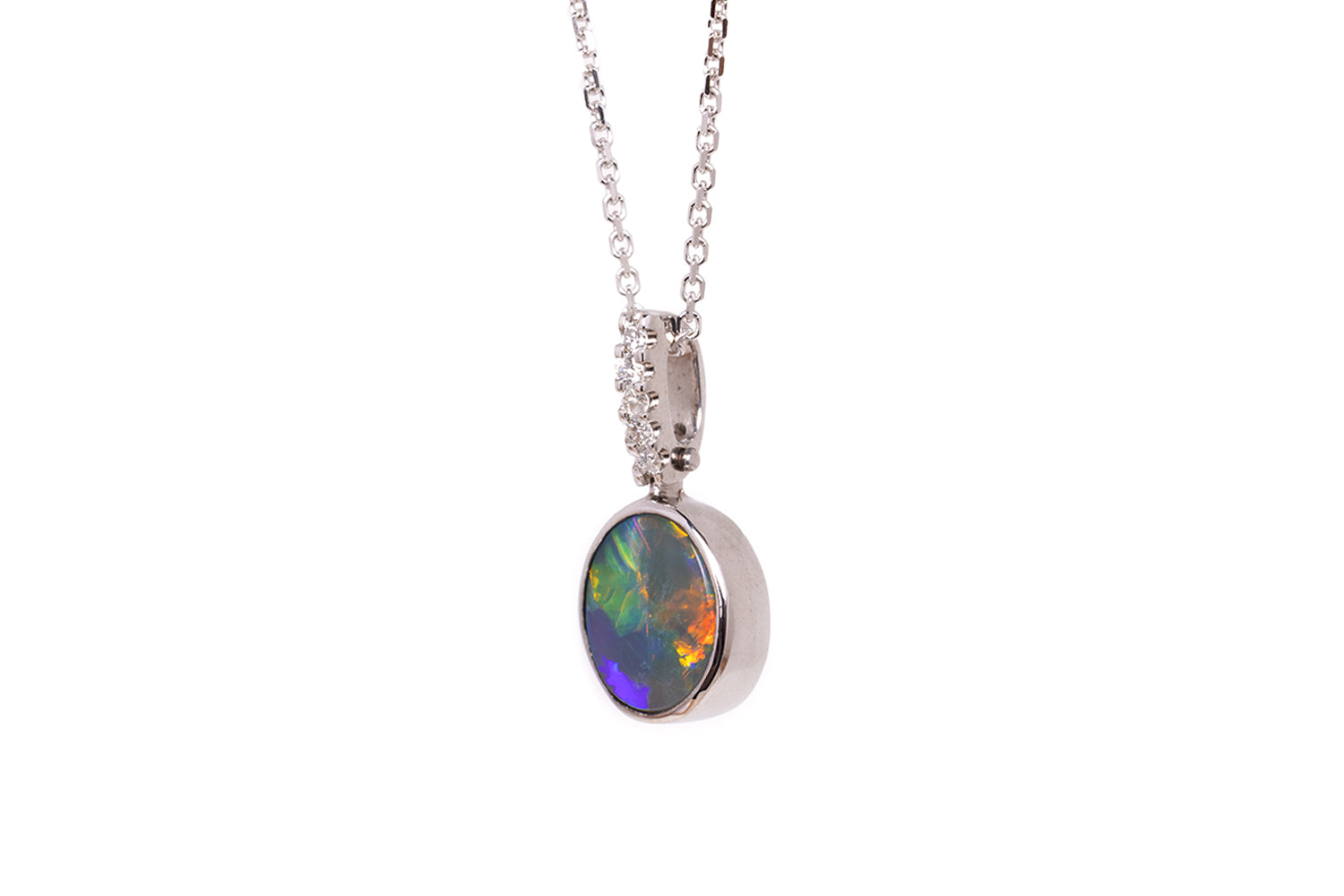 18kt White Gold Tatiana Diamond Opal Pendant