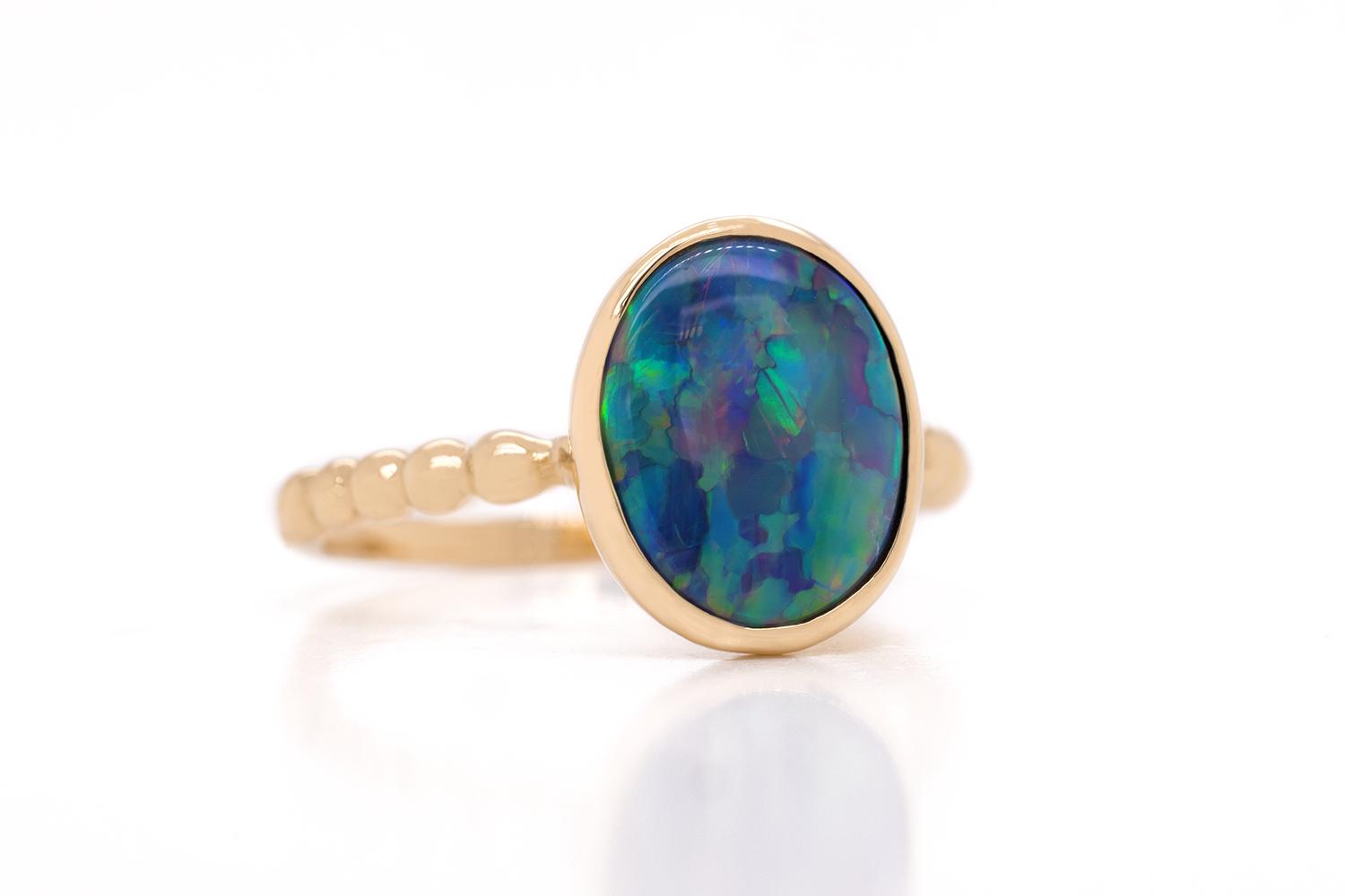 Australian 2.47ct Dark Opal 18kt Yellow Gold Tatiana Ring
