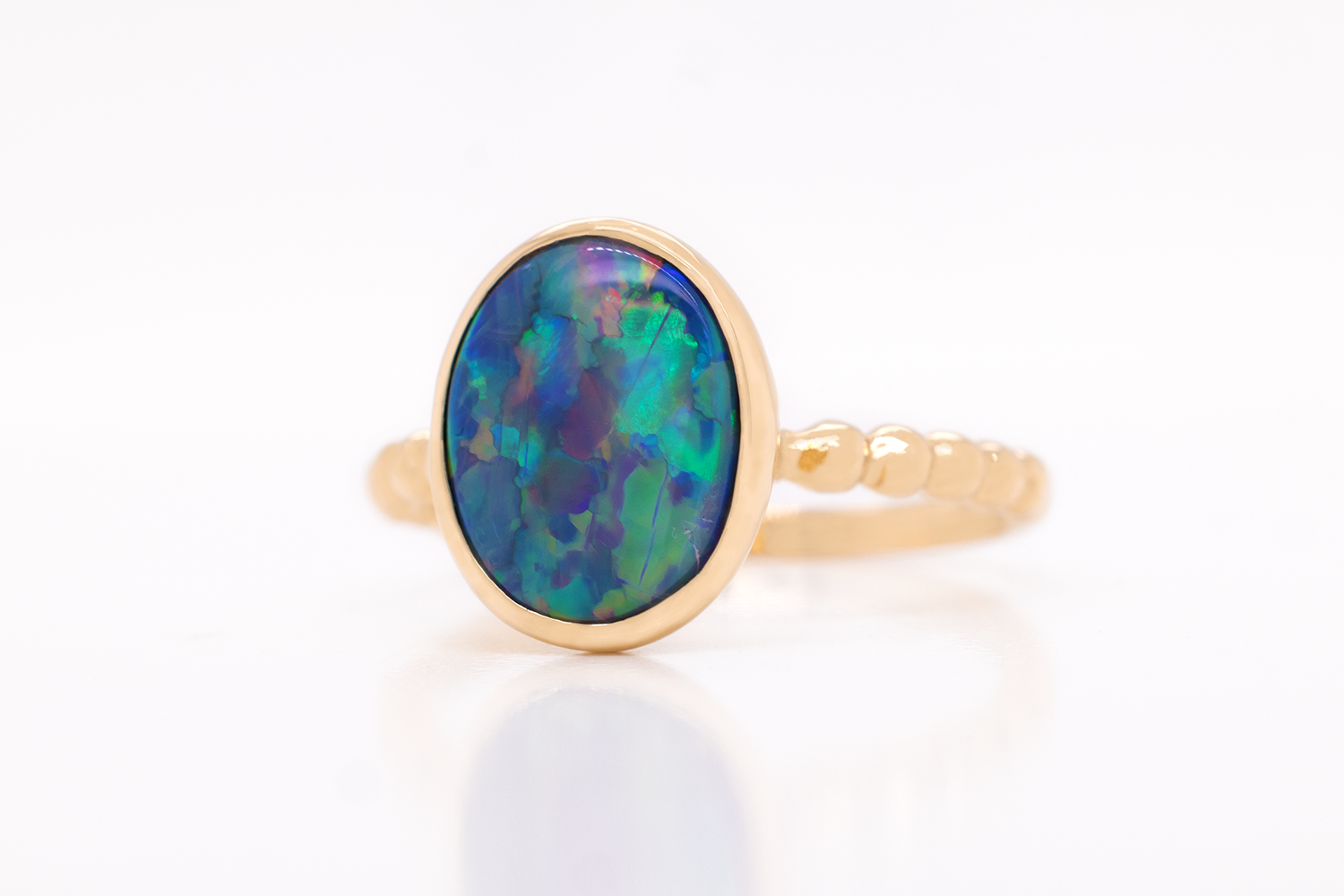 Australian 2.47ct Dark Opal 18kt Yellow Gold Tatiana Ring