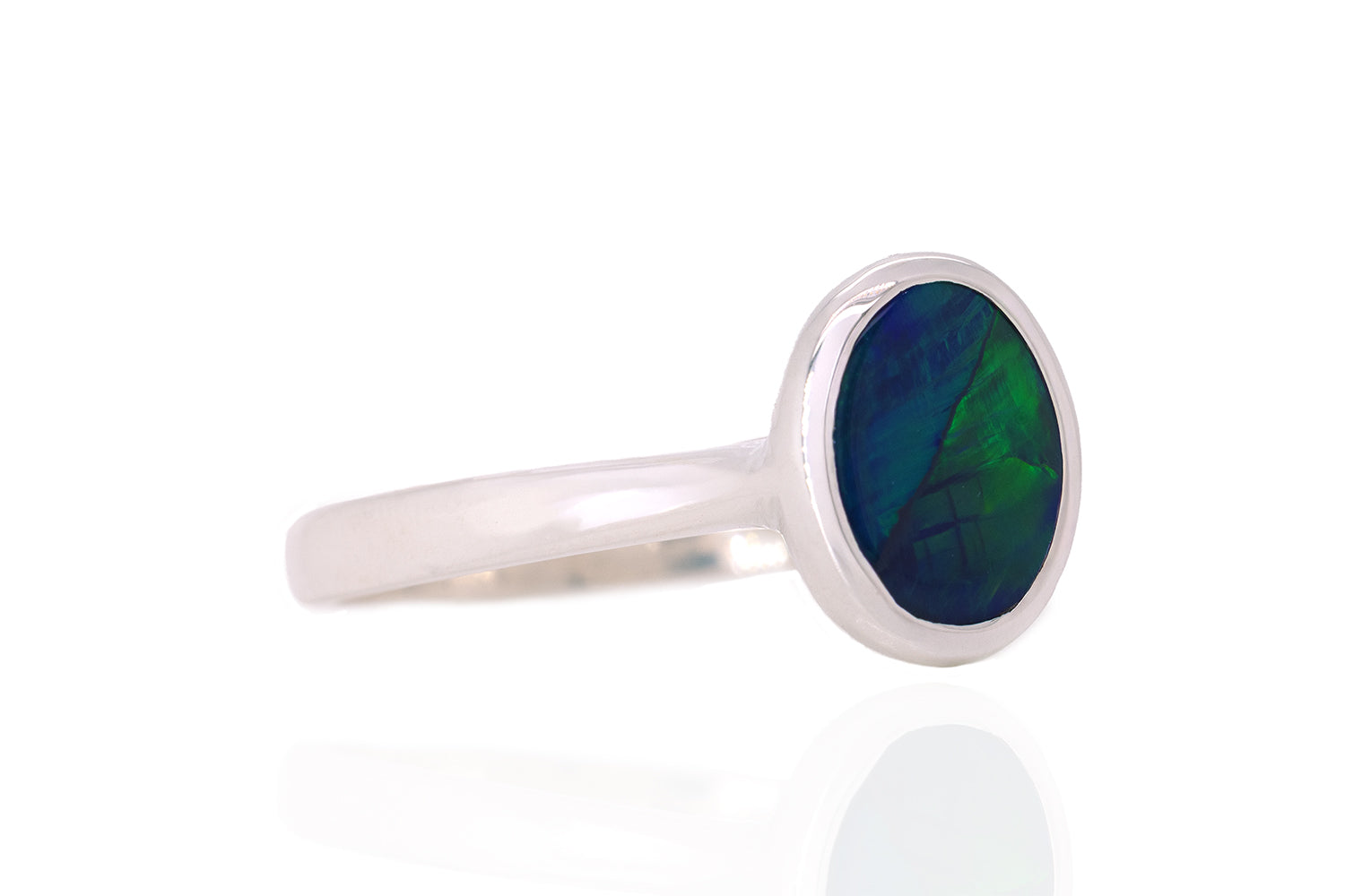 Australian 0.72ct Black Opal Sterling Silver Tatiana Ring