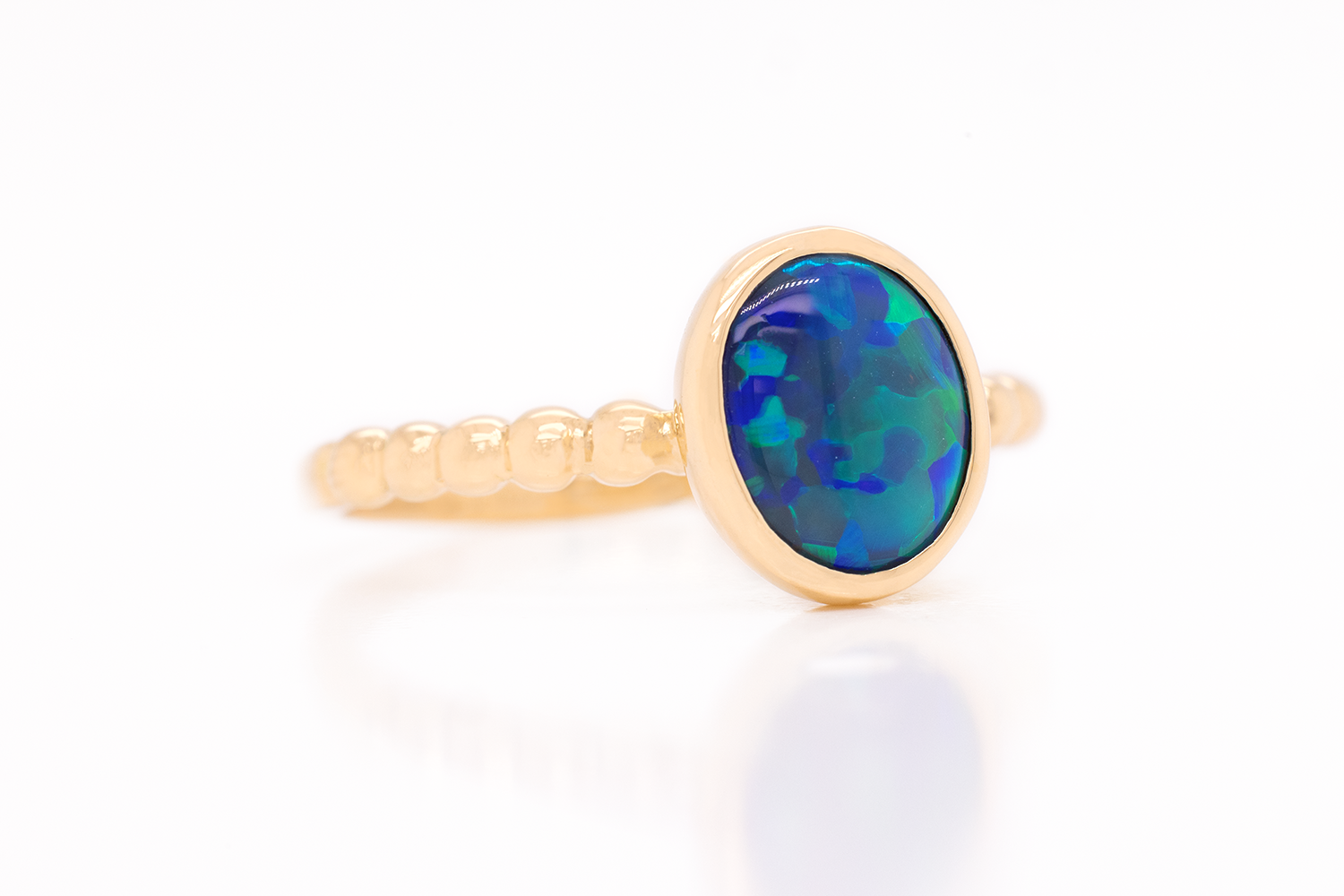 Australian 1.23ct Black Opal 18kt Yellow Gold Tatiana Ring