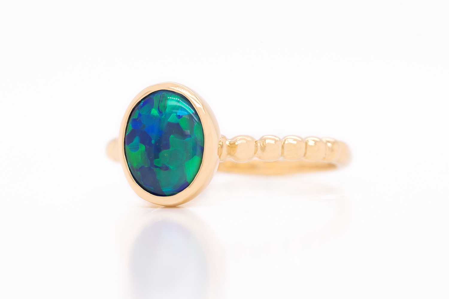 Australian 1.23ct Black Opal 18kt Yellow Gold Tatiana Ring