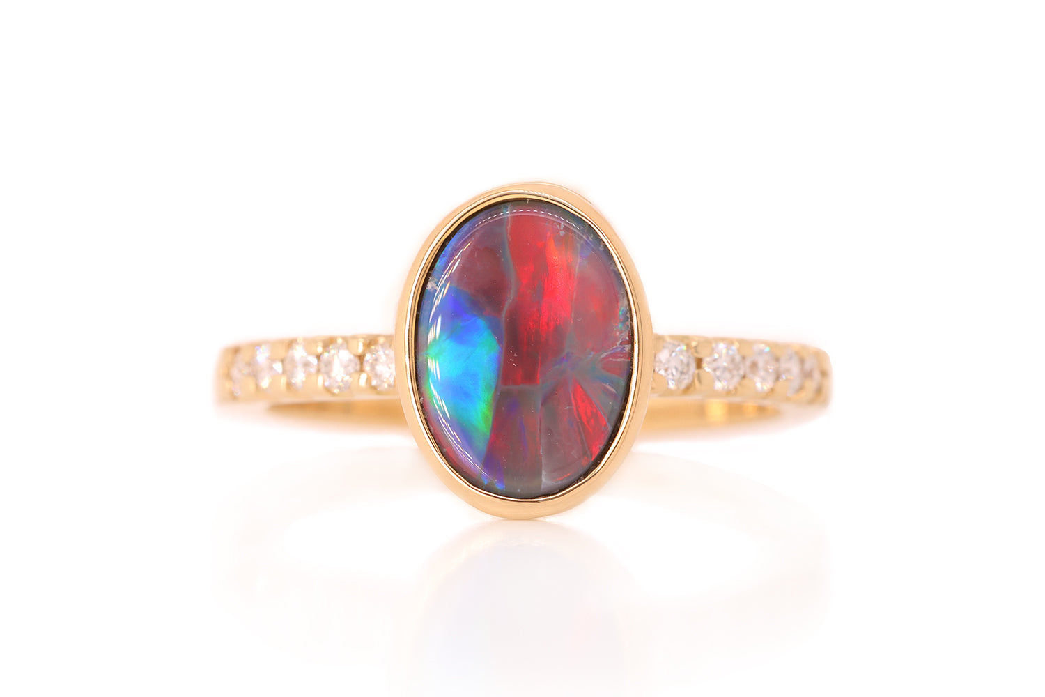 Tatiana Diamond Ring Gold with 0.90ct Dark Opal