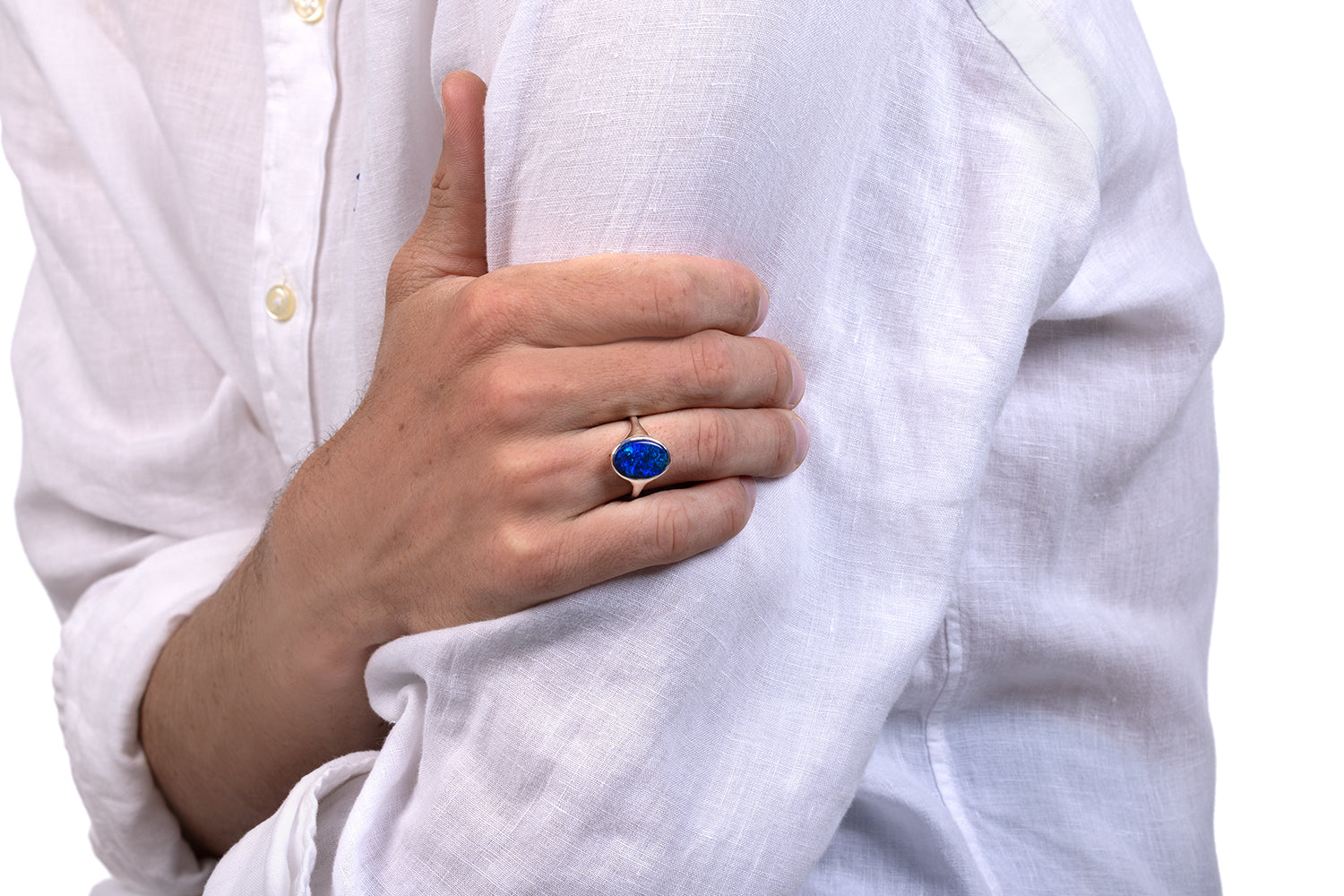 Australian 3.66ct Black Opal Sterling Silver Valentina Ring