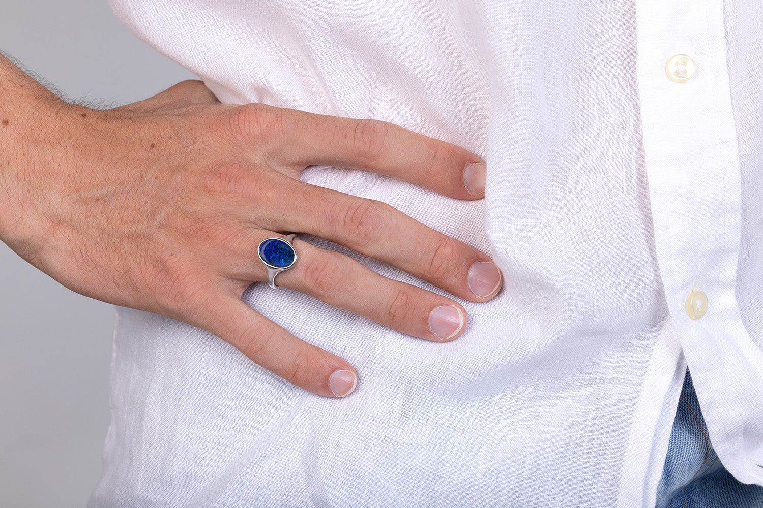 Australian 3.66ct Black Opal Sterling Silver Valentina Ring