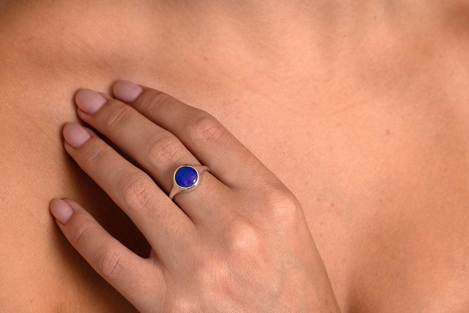 Valentina — Sterling Silver 2.45 ct Black Opal Ring