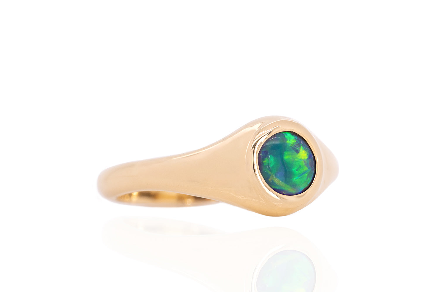 Australian 0.49 ct Black Opal 18kt Yellow Gold Valentina Petite Ring